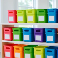 Self-Adhesive Labeling Pockets | 25 Clear Pockets with Inserts for Classroom & Storage Organization