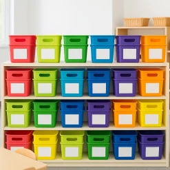 Self-Adhesive Labeling Pockets | 25 Clear Pockets with Inserts for Classroom & Storage Organization