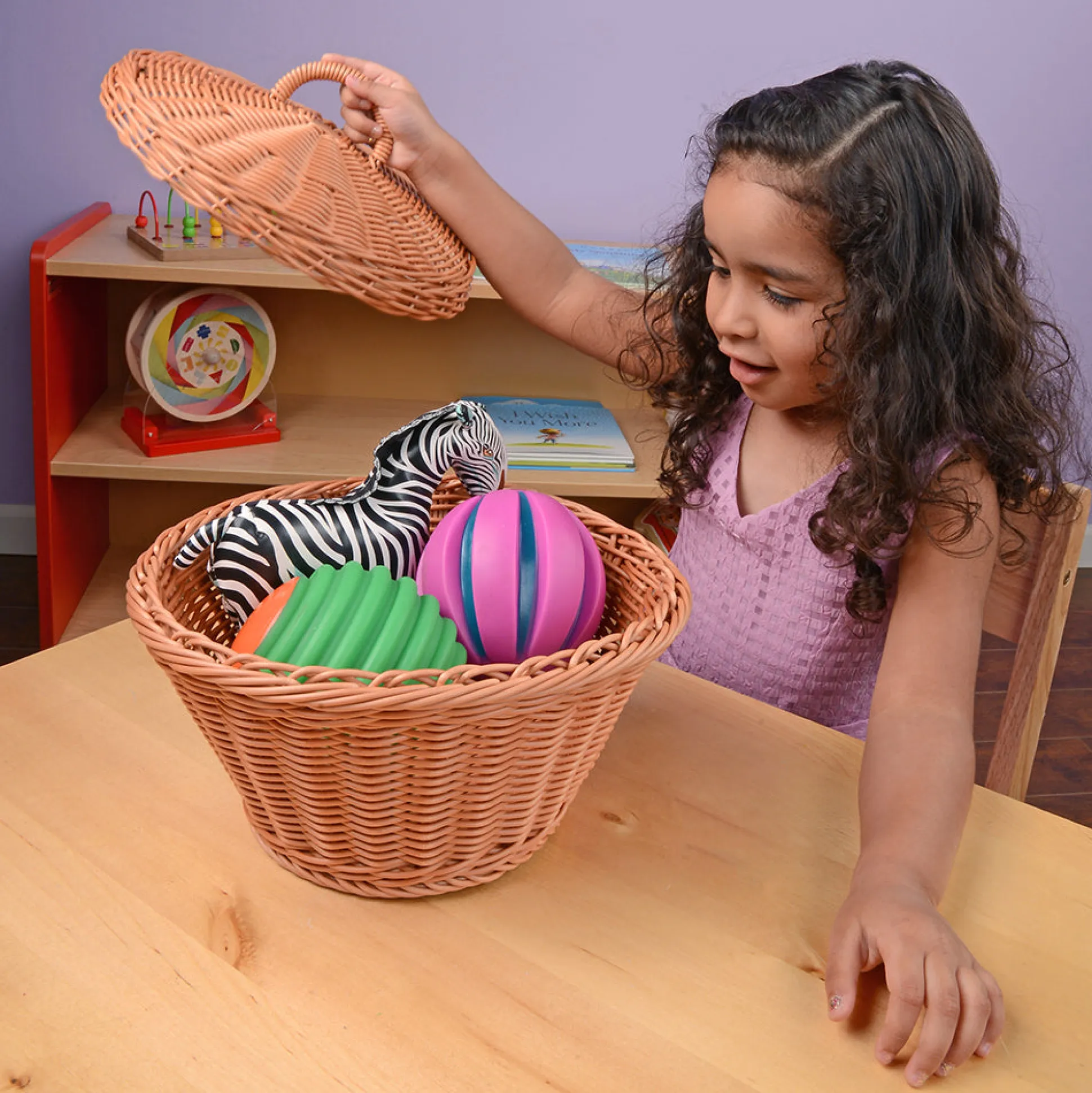 Set of 3 Durable Round Storage Baskets with Lids | Natural Wicker-Style Design