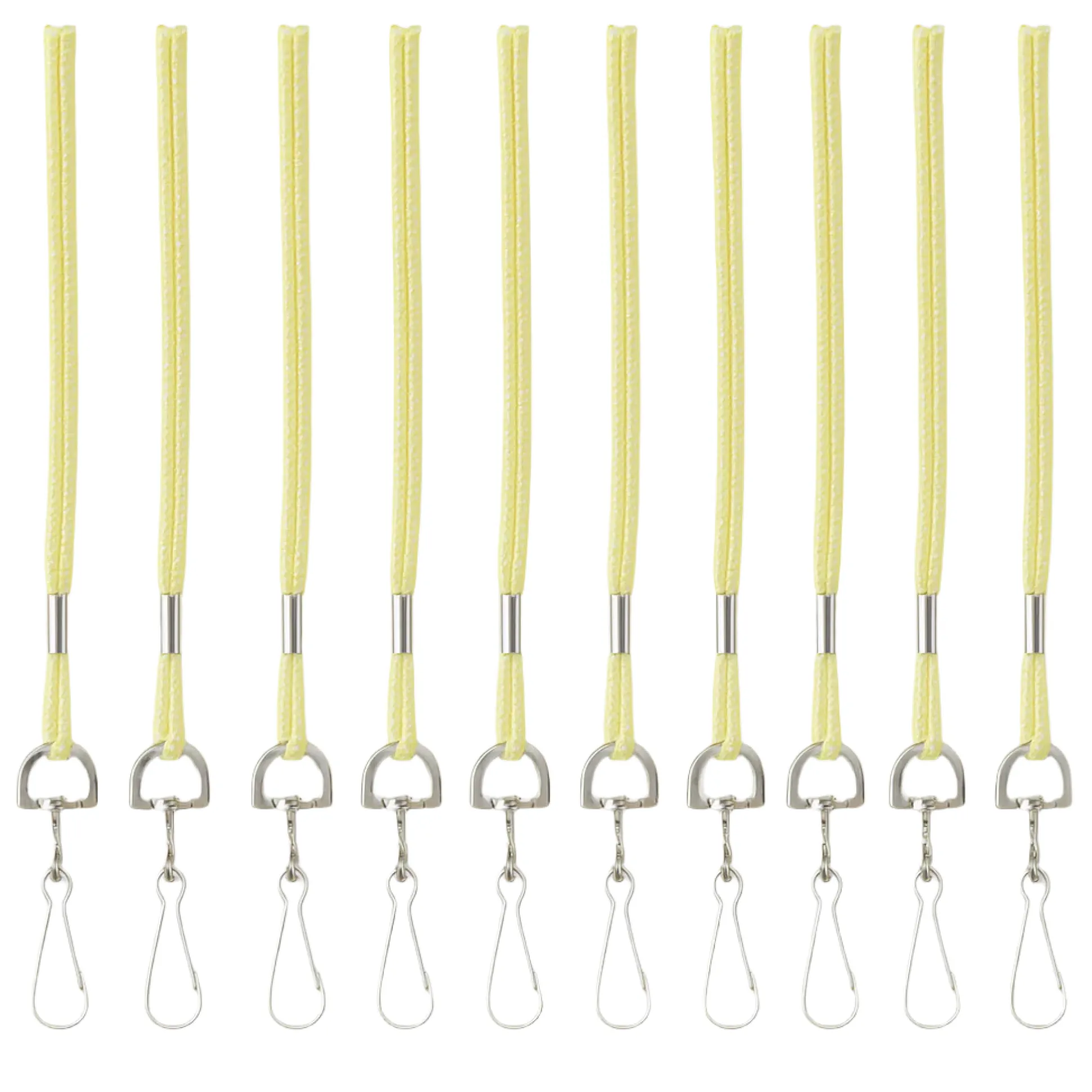 Set of 10 Yellow Nylon Lanyards with Swivel Clip – 36” Long
