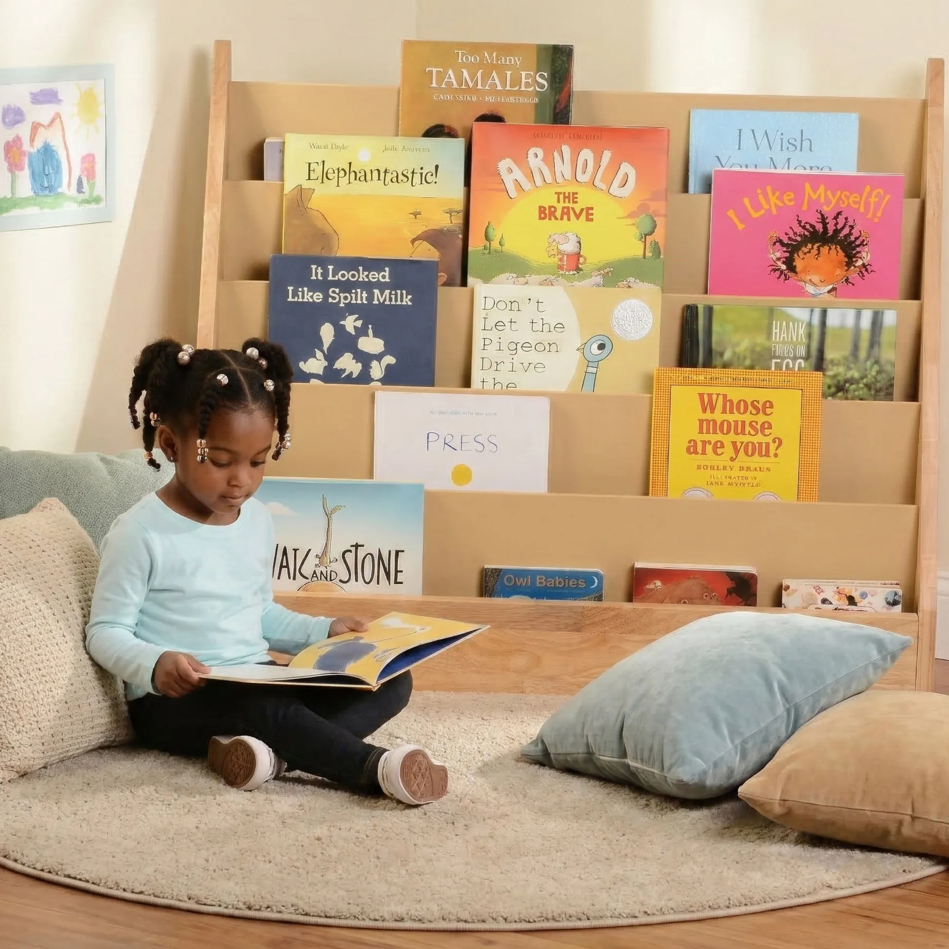 5-Shelf Wooden Book Display | Child-Height Classroom Organizer