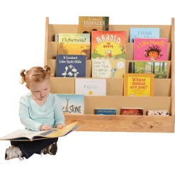 5-Shelf Wooden Book Display | Child-Height Classroom Organizer