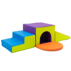 Single Tunnel Plus Climber | Foam Indoor Playset with Slide, Tunnel & Stairs
