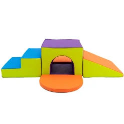 Single Tunnel Plus Climber | Foam Indoor Playset with Slide, Tunnel & Stairs