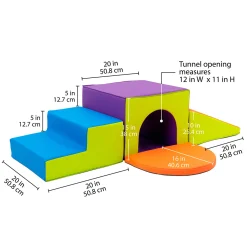 Single Tunnel Plus Climber | Foam Indoor Playset with Slide, Tunnel & Stairs