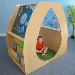 Sky View Sanctuary Reading Nook | Biophilic Quiet Space with Shelving for Early Learning Classrooms