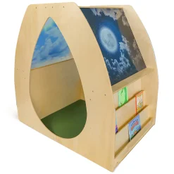 Sky View Sanctuary Reading Nook | Biophilic Quiet Space with Shelving for Early Learning Classrooms