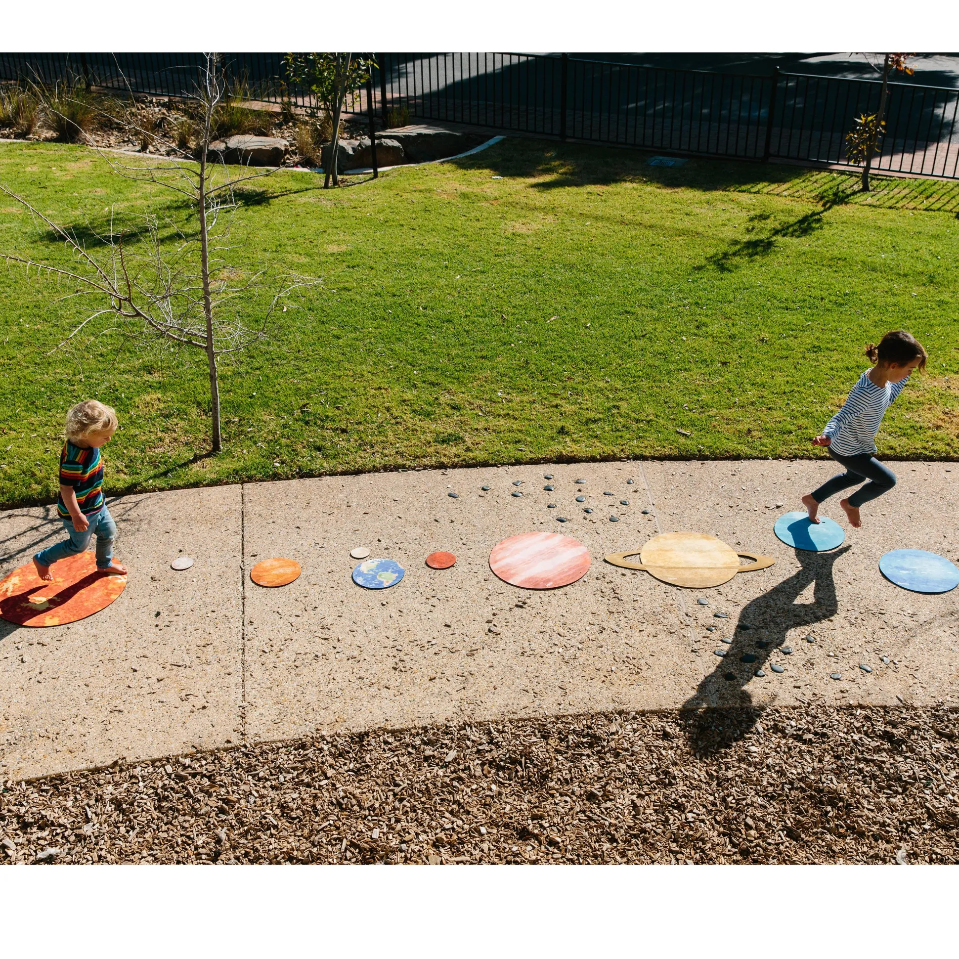 Solar System Floor Mats for Kids – 10-Piece Indoor/Outdoor Space-Themed Seating Set with Non-Slip Rubber Backing & Labeled Planets