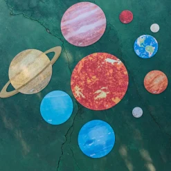 Solar System Floor Mats for Kids – 10-Piece Indoor/Outdoor Space-Themed Seating Set with Non-Slip Rubber Backing & Labeled Planets