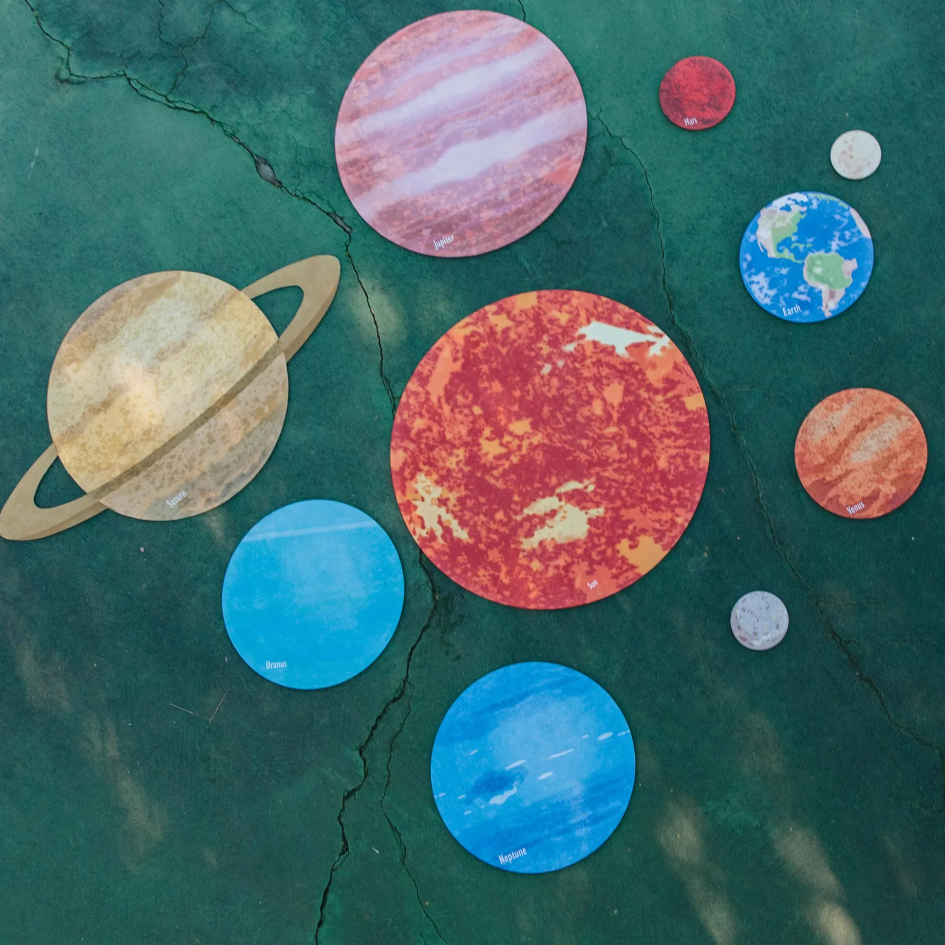 Solar System Floor Mats for Kids – 10-Piece Indoor/Outdoor Space-Themed Seating Set with Non-Slip Rubber Backing & Labeled Planets