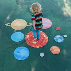 Solar System Floor Mats for Kids – 10-Piece Indoor/Outdoor Space-Themed Seating Set with Non-Slip Rubber Backing & Labeled Planets