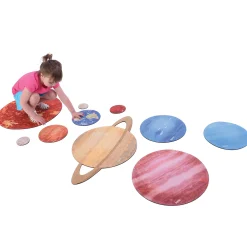 Solar System Floor Mats for Kids – 10-Piece Indoor/Outdoor Space-Themed Seating Set with Non-Slip Rubber Backing & Labeled Planets