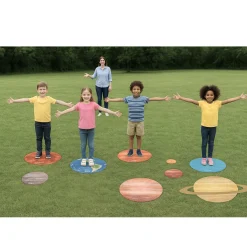 Solar System Floor Mats for Kids – 10-Piece Indoor/Outdoor Space-Themed Seating Set with Non-Slip Rubber Backing & Labeled Planets