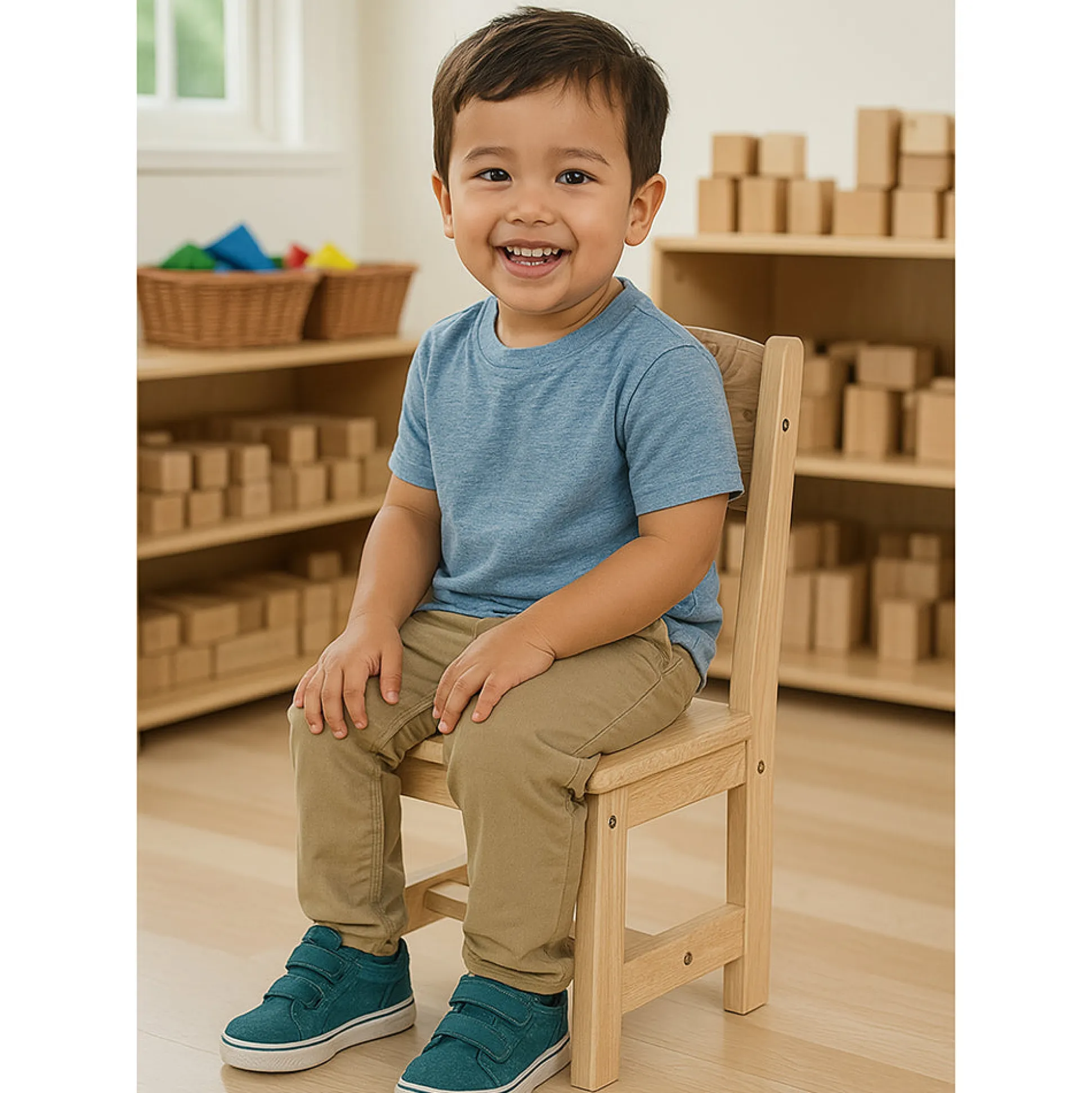 Solid Hardwood Child-Sized Chair | 10" Seat Height, Durable & Safe Classroom Seating