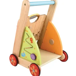Solid Wood Activity Walker | Sensory Exploration with Spinning Mirror & Gears & Mazes