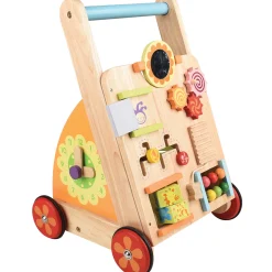 Solid Wood Activity Walker | Sensory Exploration with Spinning Mirror & Gears & Mazes