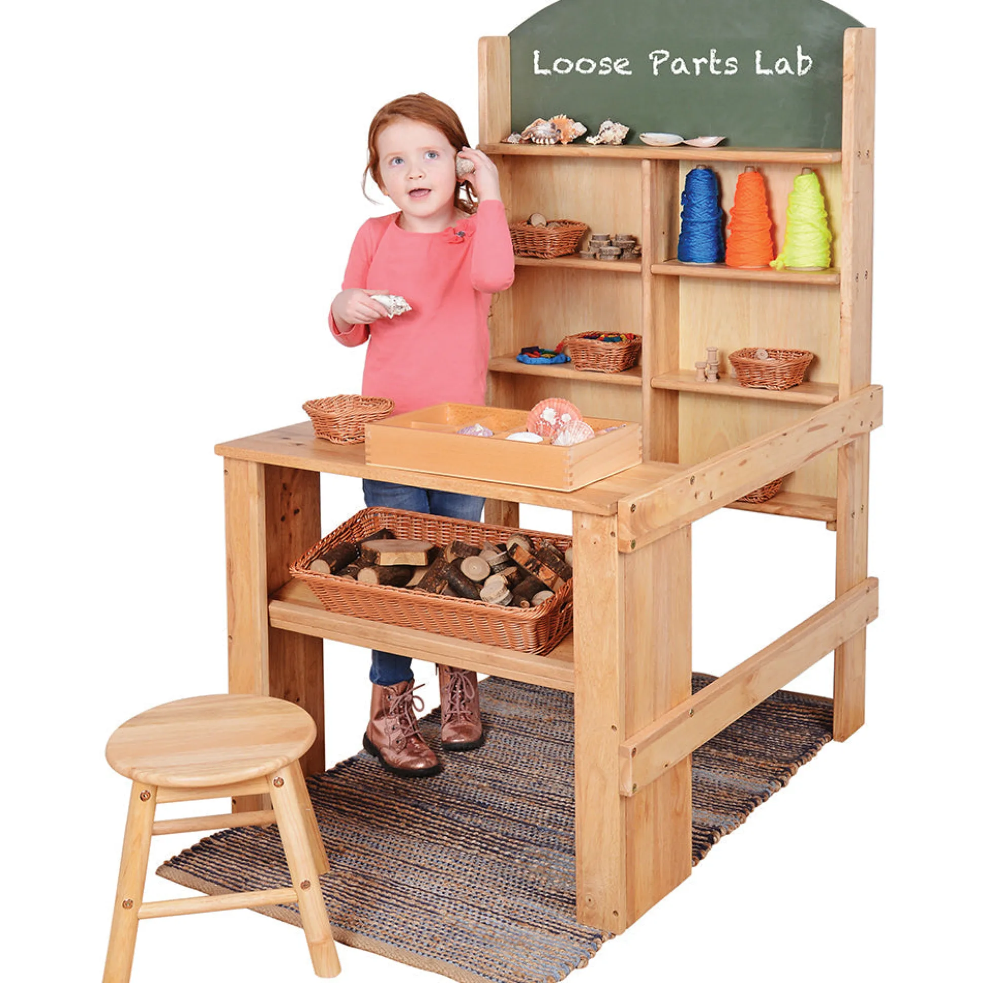 Solid Wood Easy-Shop Market Stall with Chalkboard Marquee