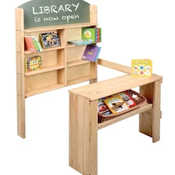 Solid Wood Easy-Shop Market Stall with Chalkboard Marquee