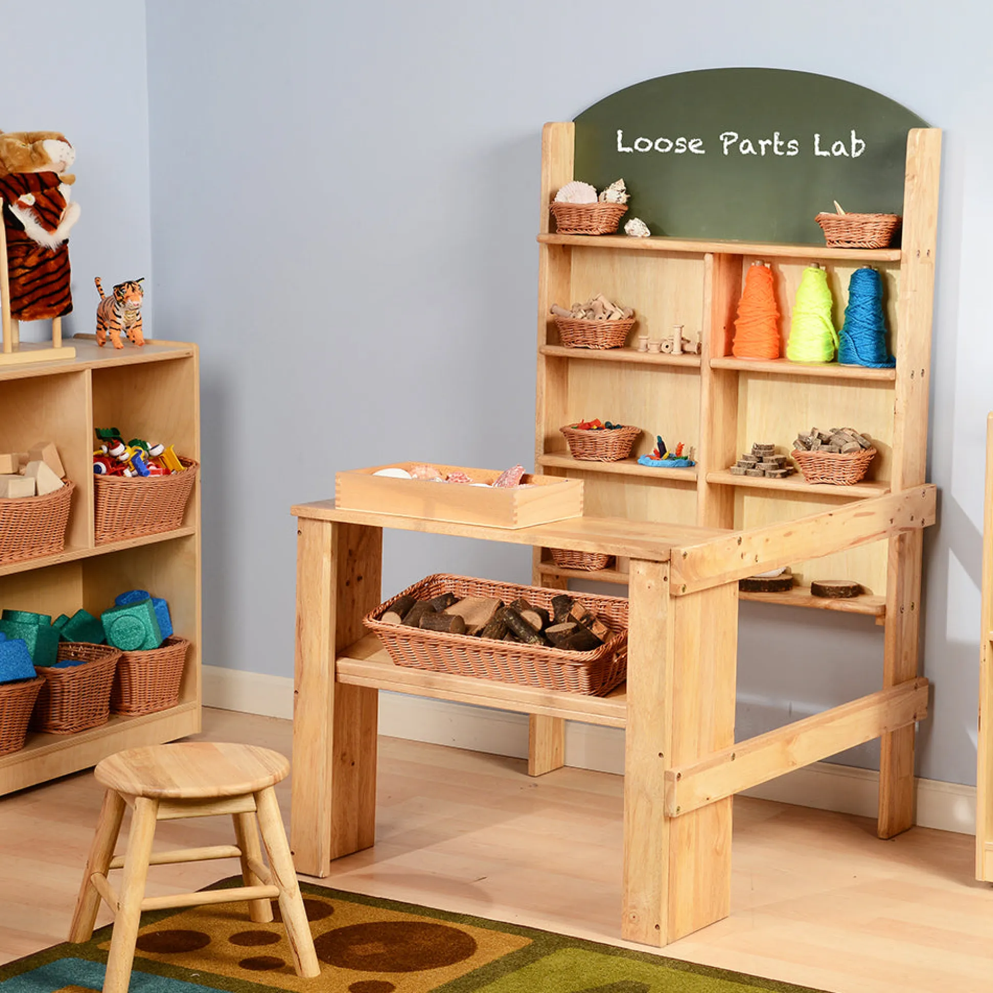 Solid Wood Easy-Shop Market Stall with Chalkboard Marquee