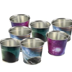 8" Space Metal Buckets – Set of 12