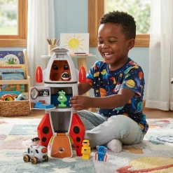 Space Mission Rocket Ship Playset with Sounds | 7-Piece Astronaut & Alien Adventure Set
