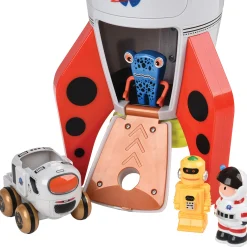 Space Mission Rocket Ship Playset with Sounds | 7-Piece Astronaut & Alien Adventure Set