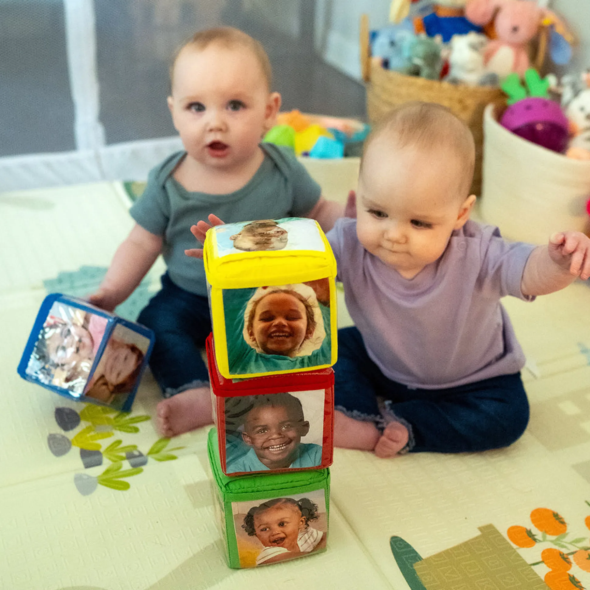 Stacking Blocks with Photo Pockets | 4-Piece Soft Foam Learning Set
