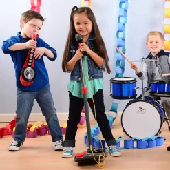 Stage Microphone with Sound Effects & Foot Pedals | Adjustable Stand, Applause, Drum Sounds