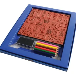Stamp-A-Story Creative Rubber Stamp Set | 33 Stamps, Ink Pad & Colored Pencils
