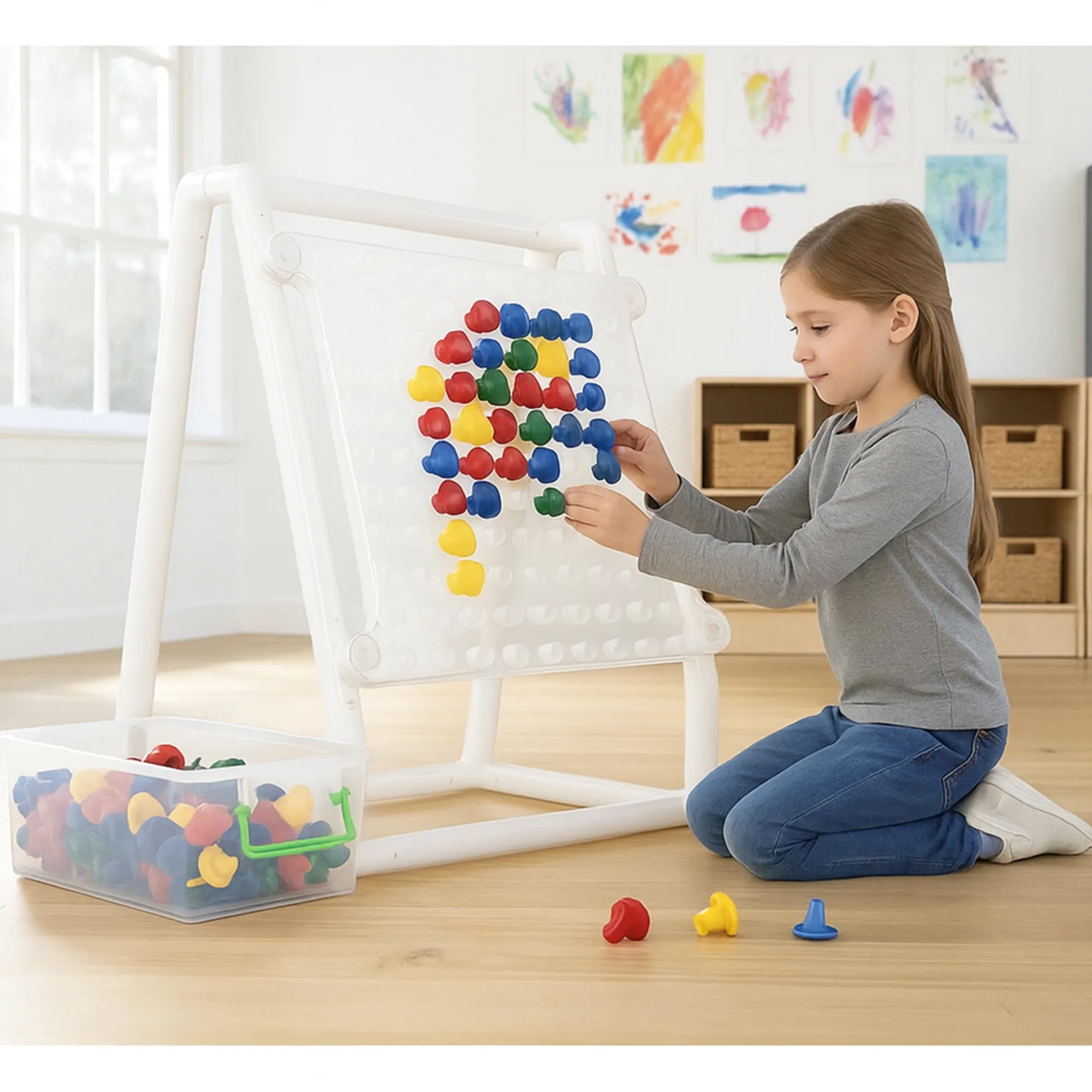STEM Mega Pegboard Set | 100 Jumbo Pegs with Stand for Sorting, Patterns & Fine Motor Skills