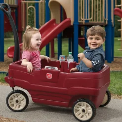 Step2 Rumble Wagon™ | Sturdy 2-Seater Toddler Ride-On Wagon with Safety Seatbelts & Storage