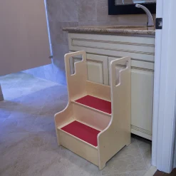 Step-Up-N-Wash Hardwood Step Stool | Slip-Resistant Design