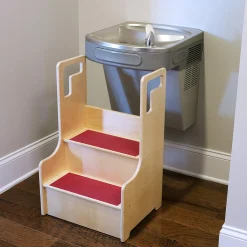 Step-Up-N-Wash Hardwood Step Stool | Slip-Resistant Design