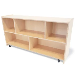 Straight Birch Sectional Storage Unit with 5 Compartments & Casters | 24