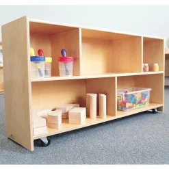 Straight Birch Sectional Storage Unit with 5 Compartments & Casters | 24