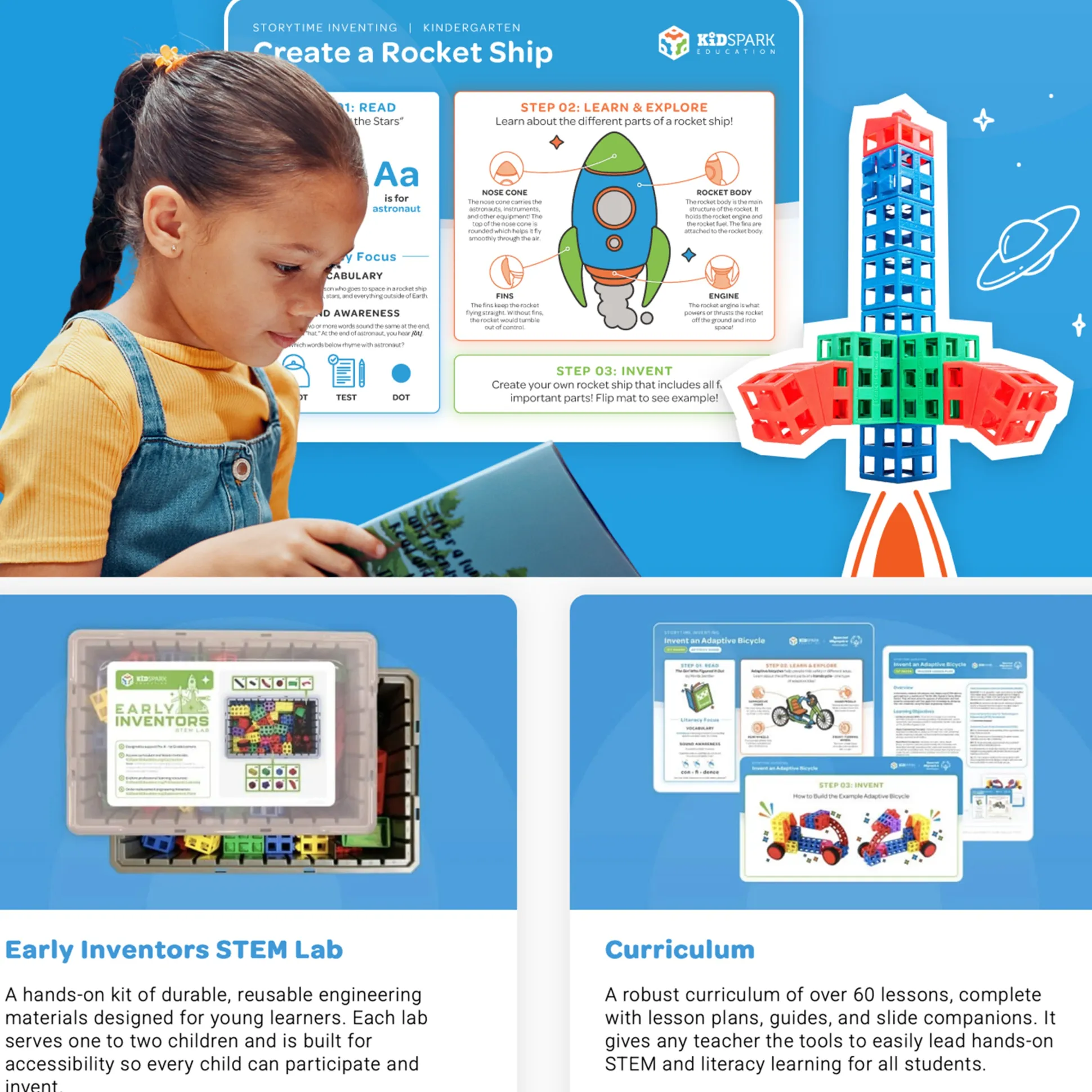 4-Student STEM & Literacy Program Package| PreK-1 | Kid Spark Education