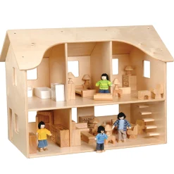 Sturdy Baltic Birch Wooden Dollhouse | Open-Ended Play for Ages 3+