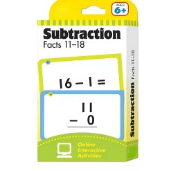Subtraction Facts 11–18 Flashcards – 56 Full-Color Math Cards with Games & Activities for Kids, Grades 1+, Ages 6+, Classroom or Home Learning