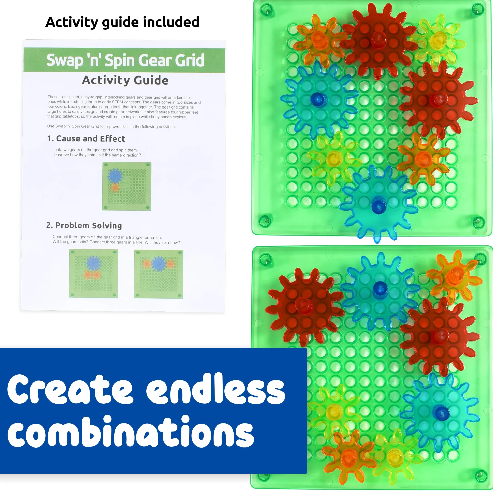 Swap 'N Spin Gear Grid Light | Interactive STEM Gear Board with Spinning Gears