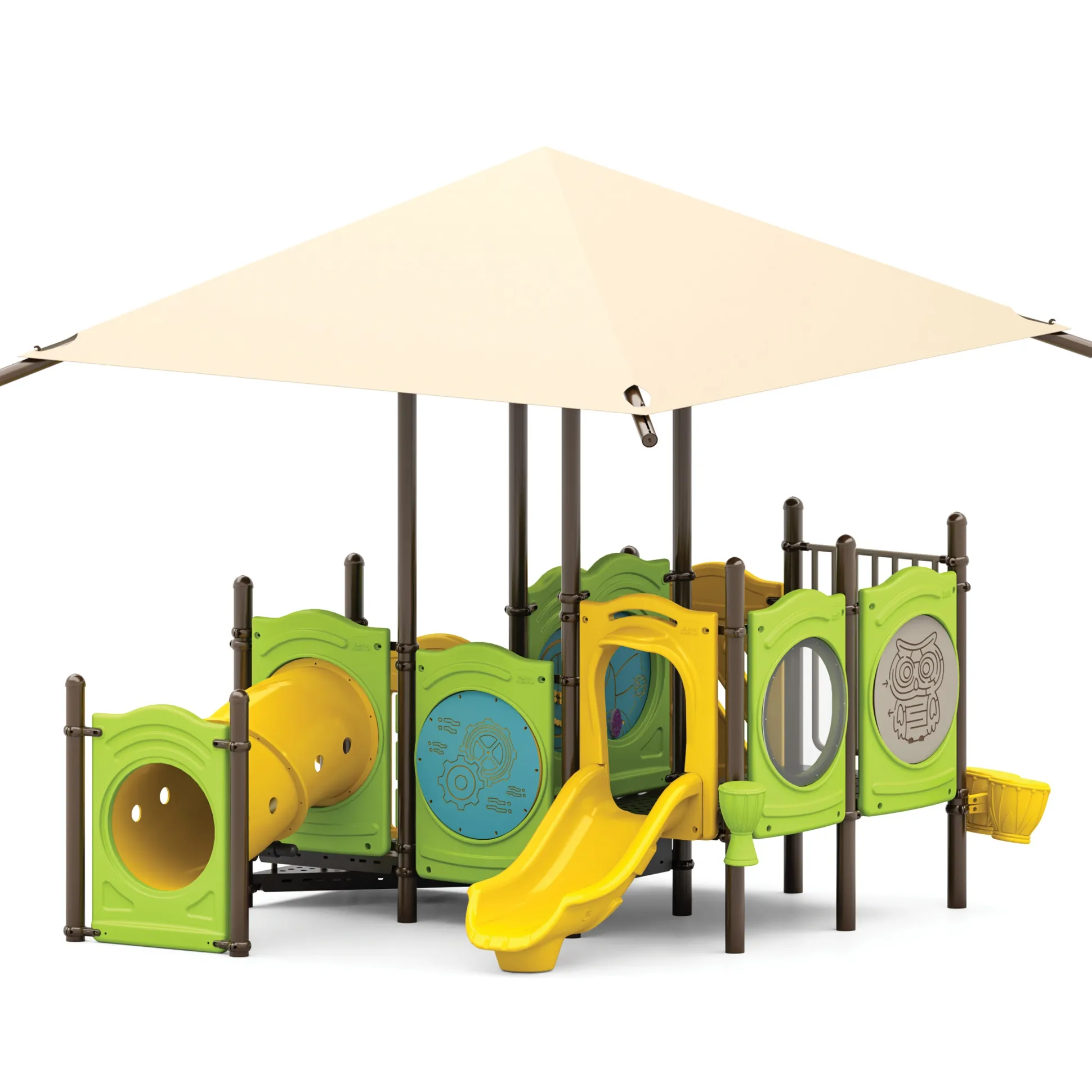 Sweet Pea Compact Toddler Playground | Playset with Built-In Shade and Activity Panels