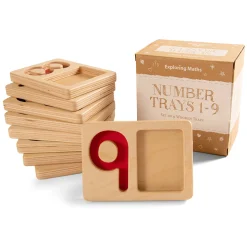 Tactile Wooden Number Trays 1–9 | Eco-Friendly Counting & Tracing Set