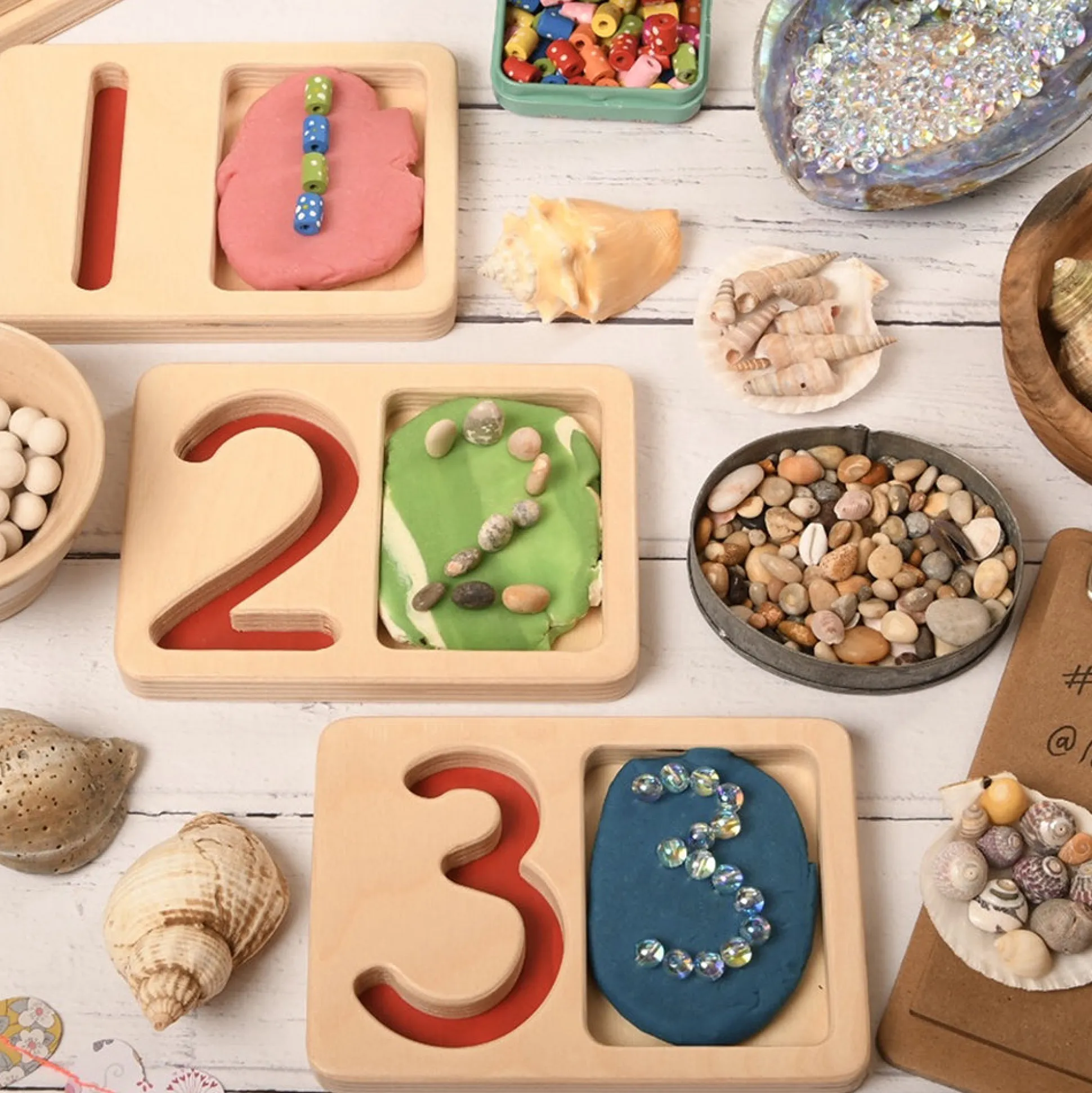 Tactile Wooden Number Trays 1–9 | Eco-Friendly Counting & Tracing Set