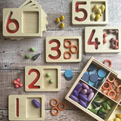 Tactile Wooden Number Trays 1–9 | Eco-Friendly Counting & Tracing Set