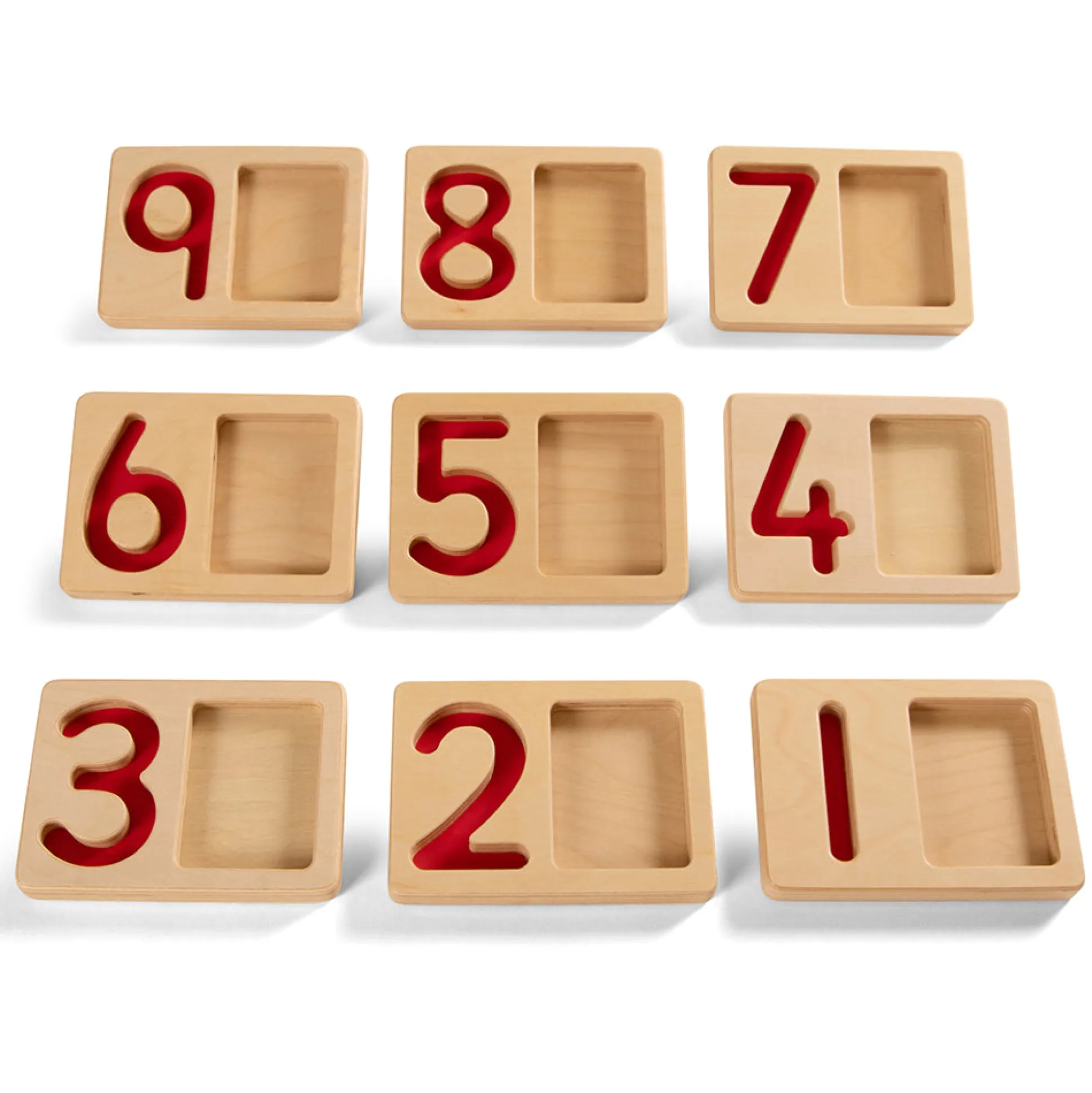 Tactile Wooden Number Trays 1–9 | Eco-Friendly Counting & Tracing Set