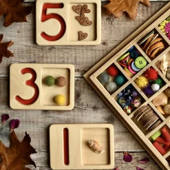 Tactile Wooden Number Trays 1–9 | Eco-Friendly Counting & Tracing Set