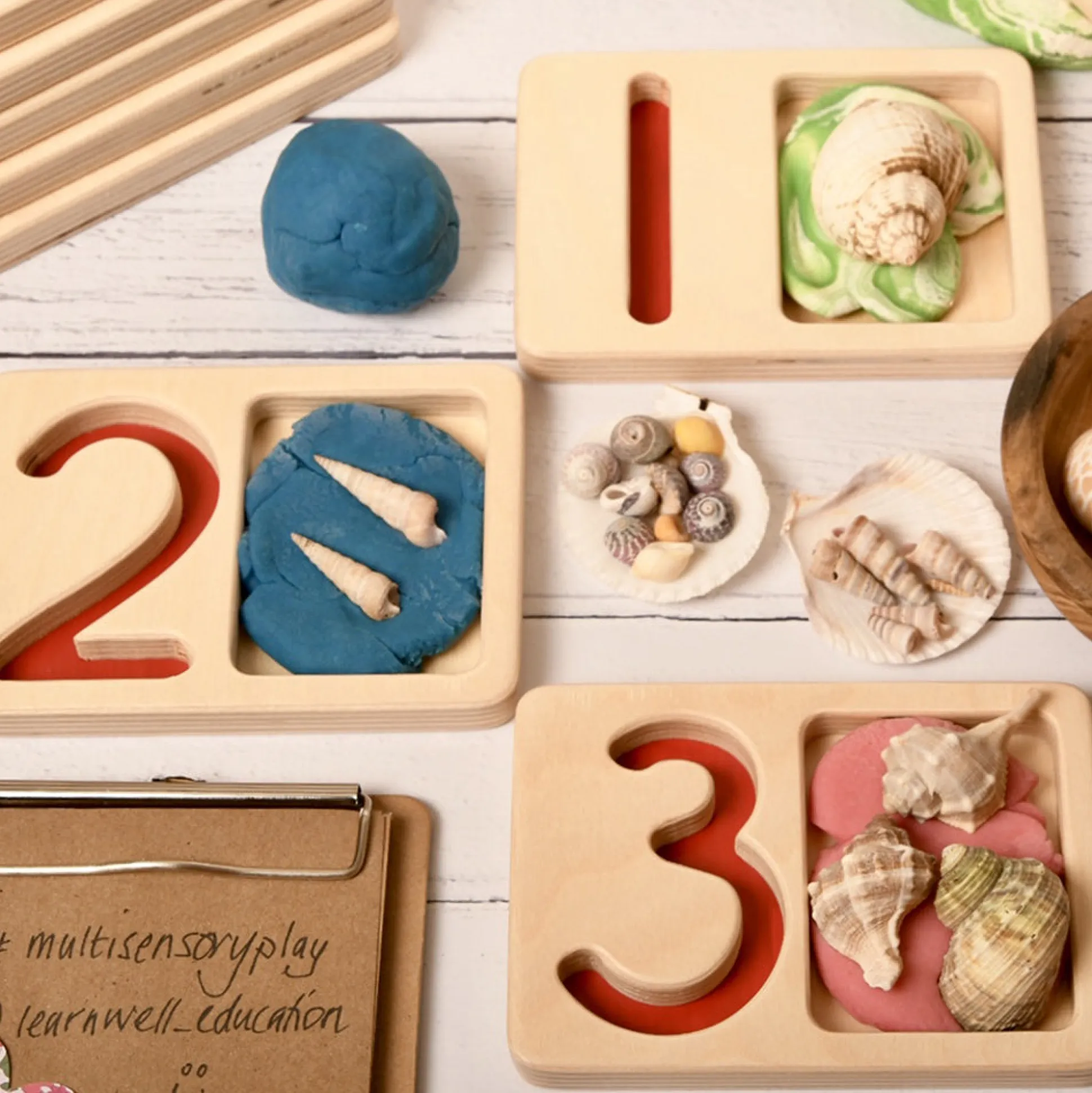Tactile Wooden Number Trays 1–9 | Eco-Friendly Counting & Tracing Set