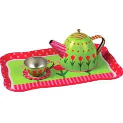 Take-Along Tin Tea Set | 20-Piece Service for 4 with Tray, Tea Pot & Accessories