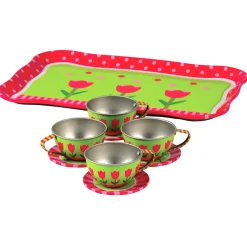 Take-Along Tin Tea Set | 20-Piece Service for 4 with Tray, Tea Pot & Accessories