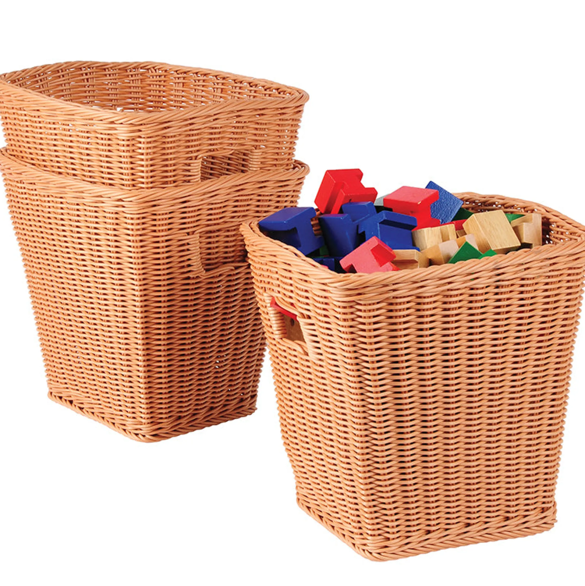 Tall Plastic Wicker Baskets - Set of 3