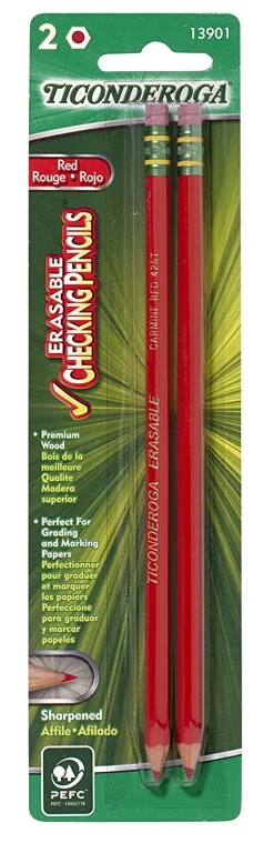 Ticonderoga® Red Erasable Checking Pencils - 2 pk
